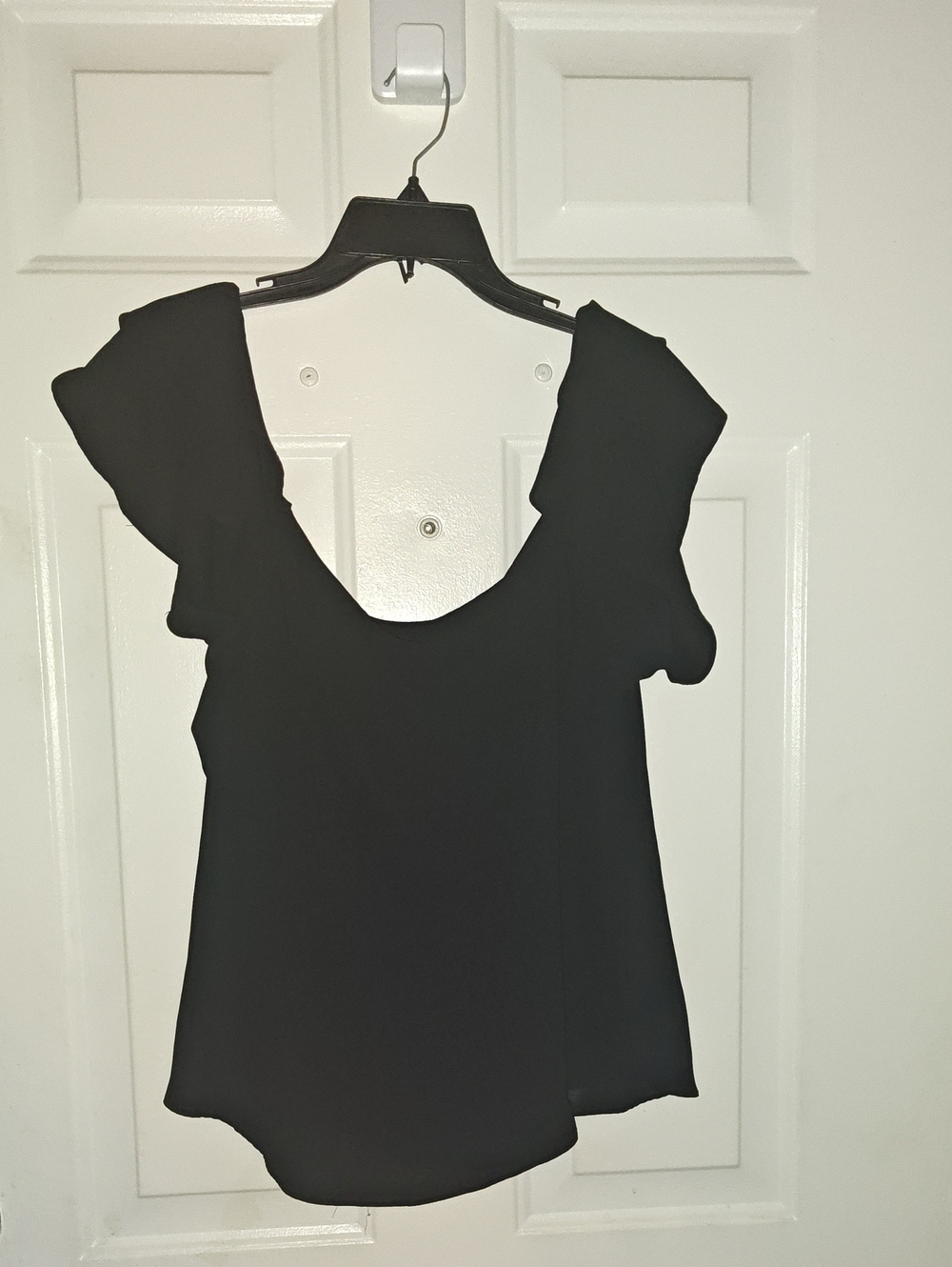 New York & Company Black Ruffle Sleeve Blouse